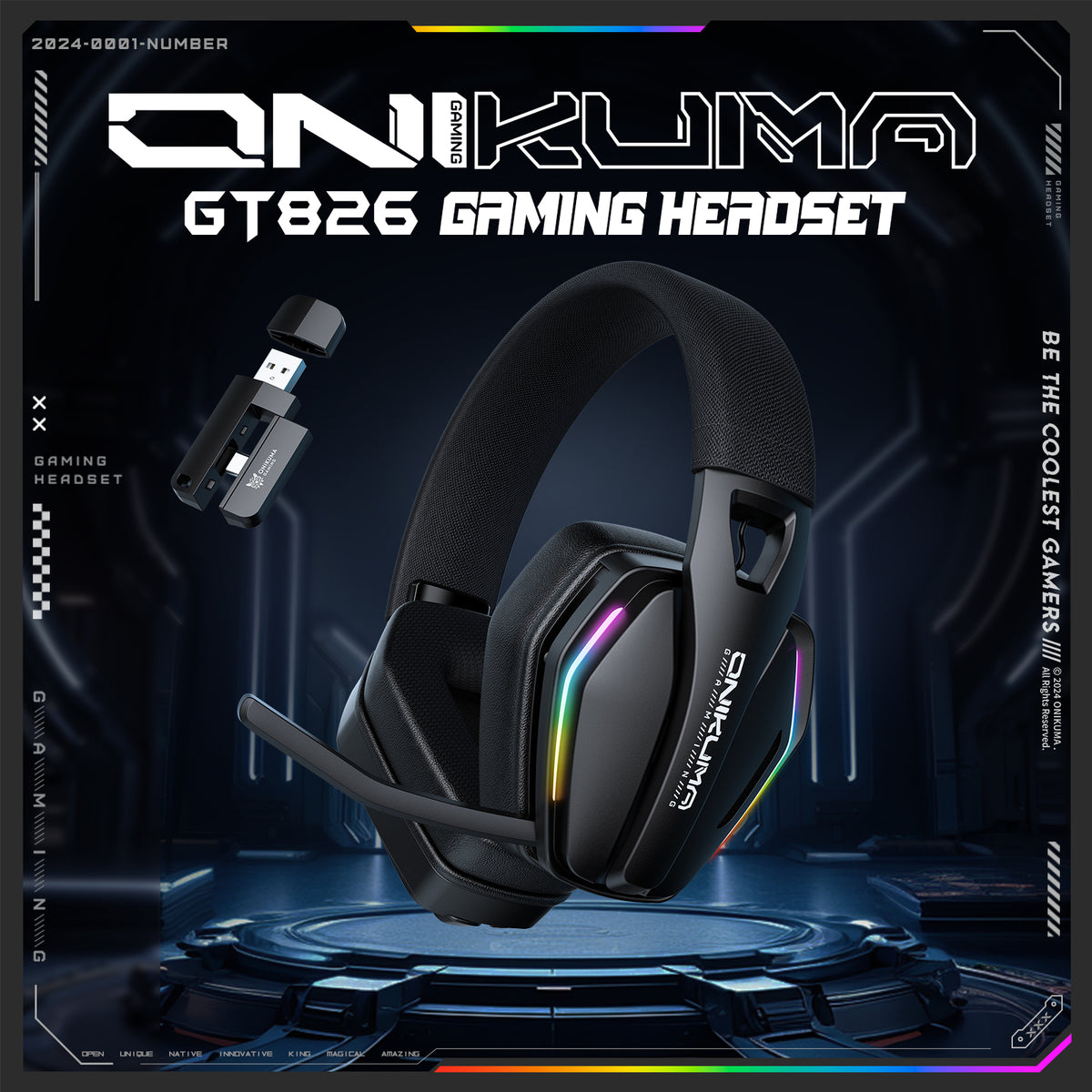 ONIKUMA GT826 Gaming Headset Headworn Bluetooth 2.4GHz Wired