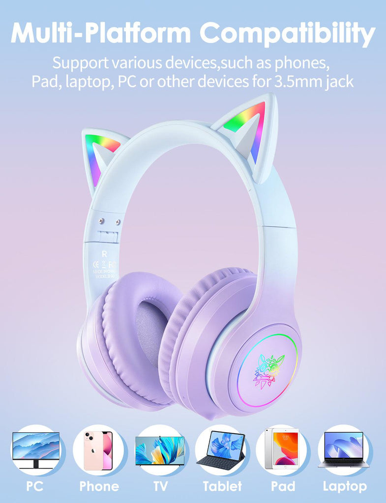 Onikuma B90 RGB Cat Ear Bluetooth 5.0 Wireless Gaming