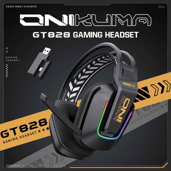 ONIKUMA GT828 Multi-Mode Gaming Headset – 45H Playback, Bluetooth 5.4/Wired/2.4GHz, Memory Foam Comfort