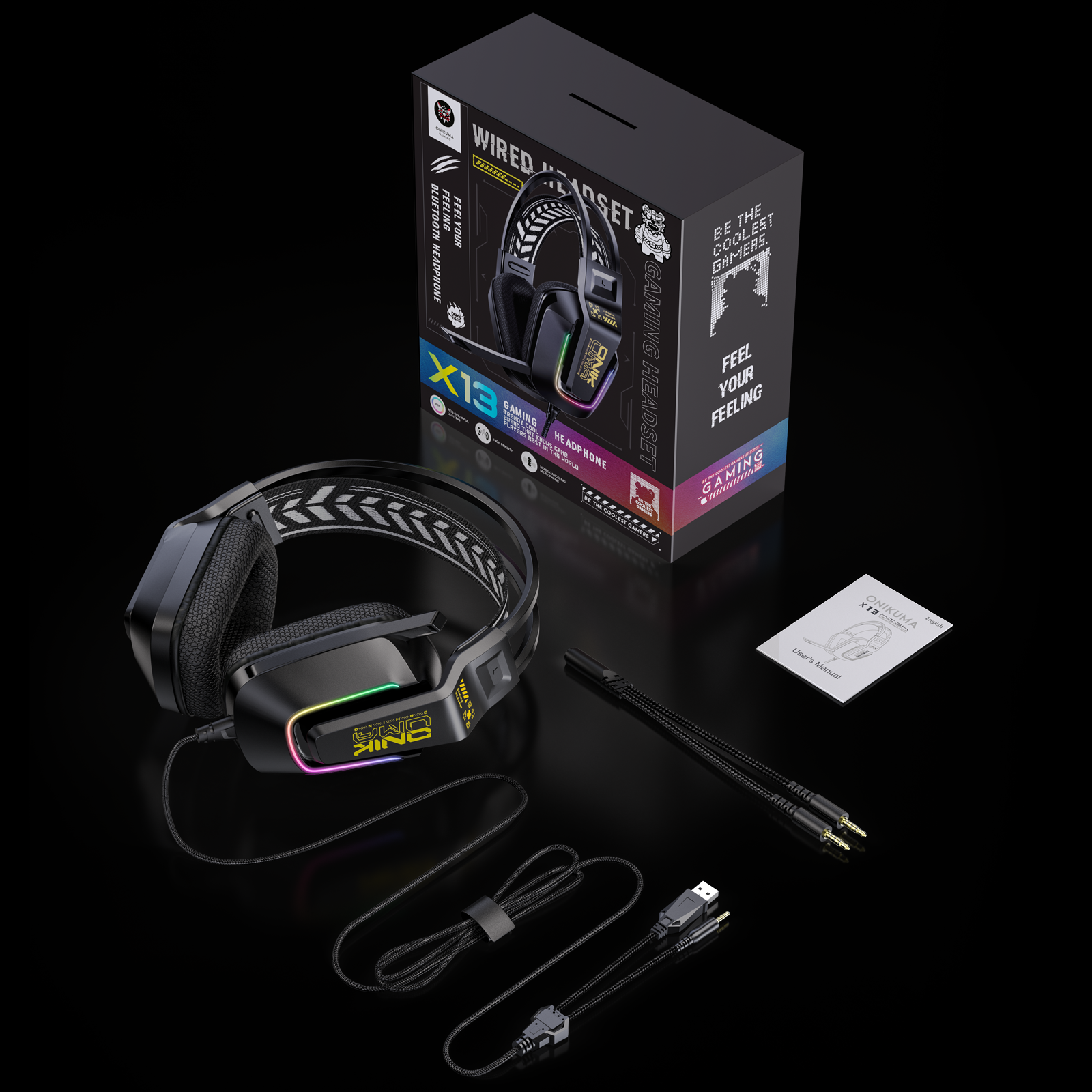 ONIKUMA X13 RGB Gaming Headset 50mm Drivers 120 Adjustable Mic Mu onikuma-x13-rgb-gaming-headset-50mm-drivers-120-adjustable-mic-mu