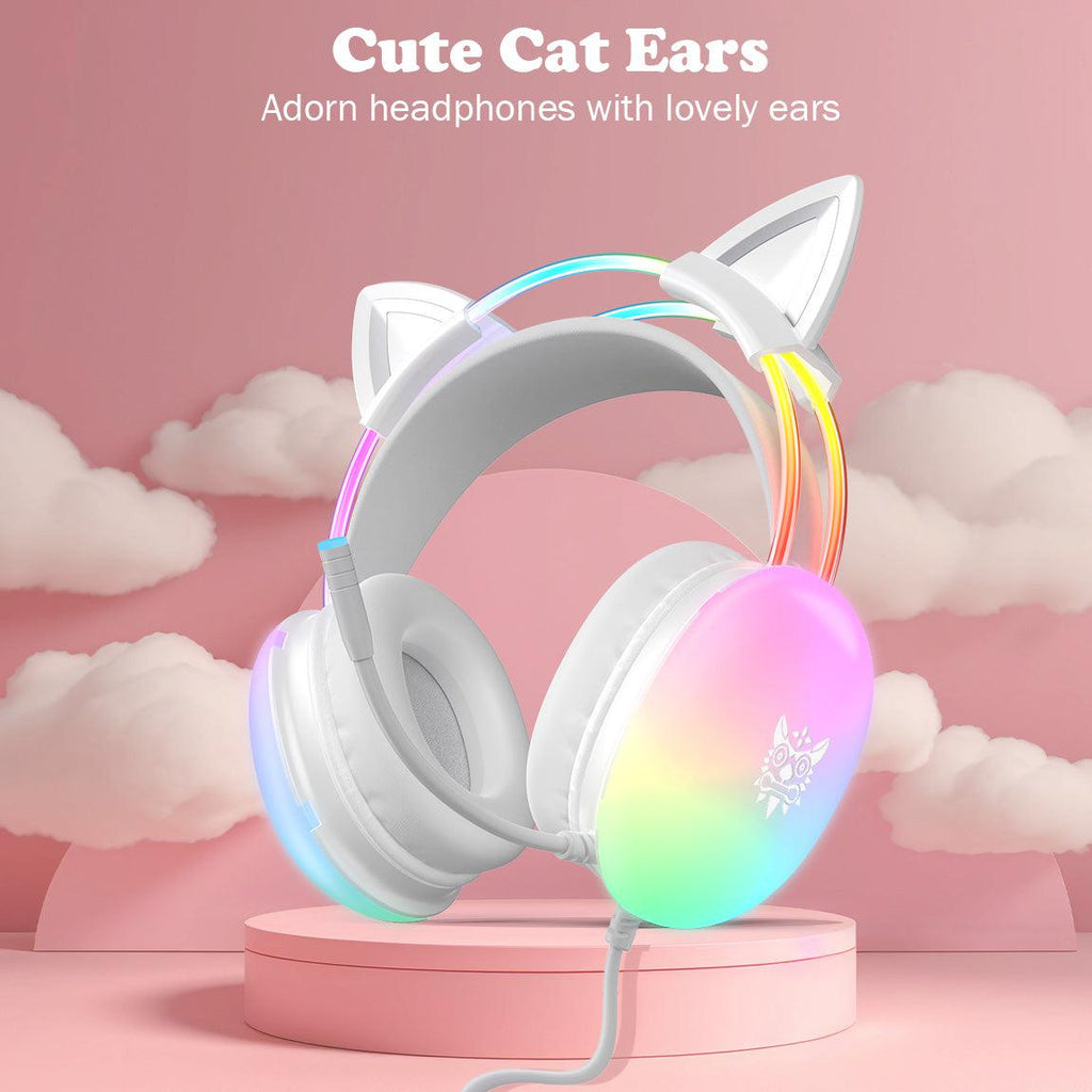 Headset With Microphone Cat Ear Gaming Headset With Mic, RGB