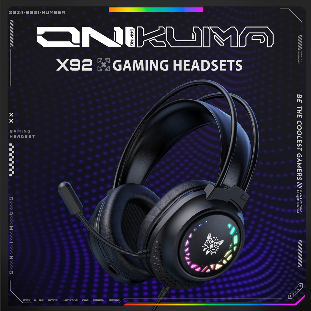 ‌ONIKUMA X92 Gaming Headsets – RGB Lighting, 3D Surround Sound & Competitive Performance