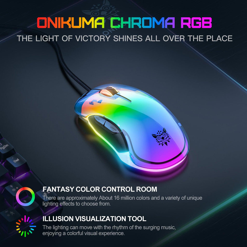 ONIKUMA CW925 RGB Backlit Wired Gaming Mouse, Up to 12800 DPI