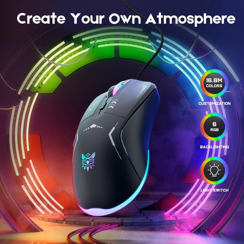 Gaming Mouse For Computer Onikuma CW917 Wired Gaming Mouse, PC Computer Mice USB Mouse with RGB ...