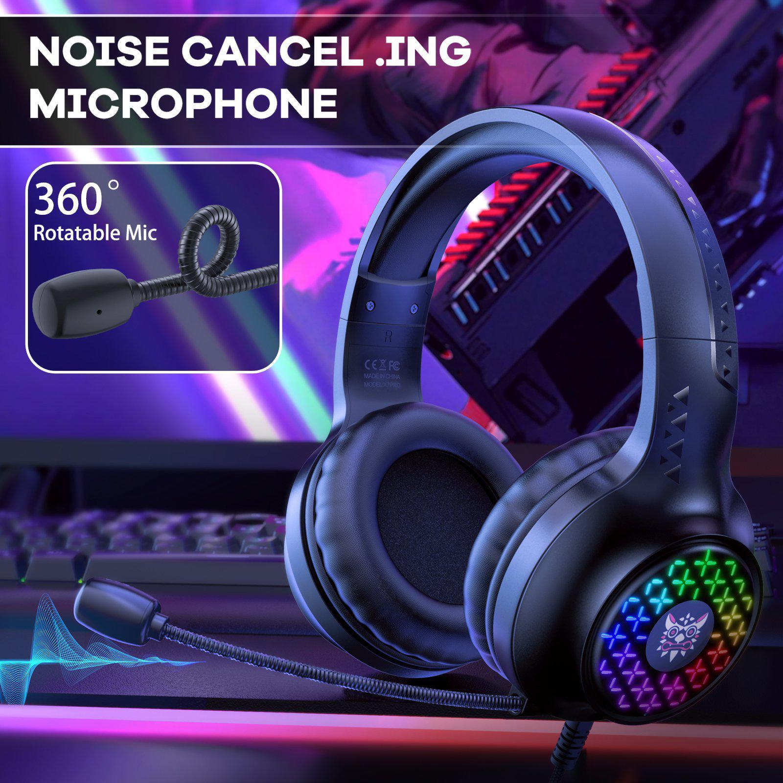 ONIKUMA X7 PRO Wired Gaming Headset RGB Light Noise cancelling Headphone With Microphone for PS4 PC XboxOne